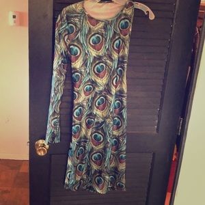 Midi one sleeve backless peocock